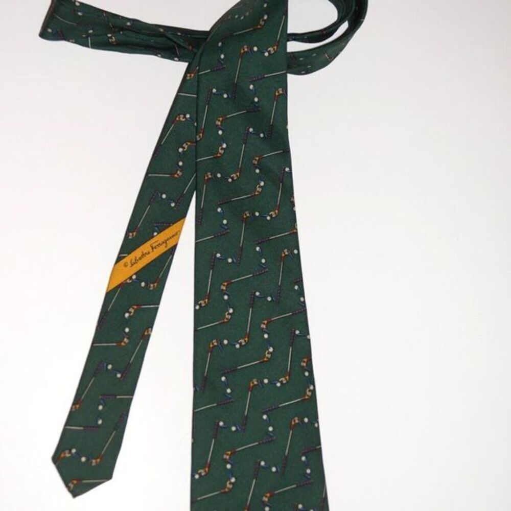 Men's SALVATORE FERRAGAMO classic‎ neck silk tie - Picture 5 of 7